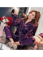 Pijamas de Seda para Mujer Tops y Pantalones de Talla Grande Ropa de Dormir Informal con Botones - details 17