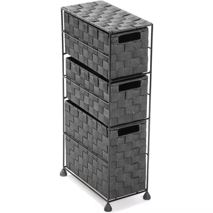 Mueble para Baño auxiliar moderno de metal Nylon 57 x 28 x 15,5 cm Organizador de 3 cajones - 1