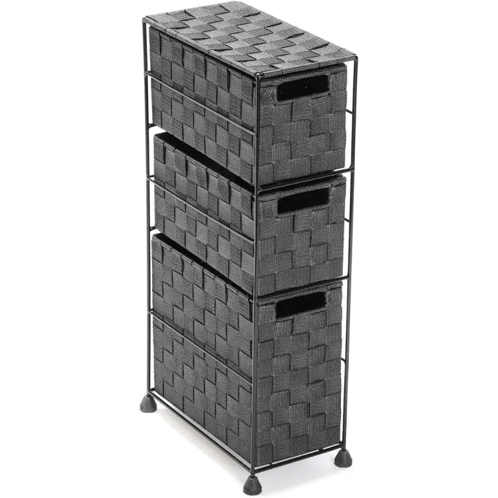 Mueble para Baño auxiliar moderno de metal Nylon 57 x 28 x 15,5 cm Organizador de 3 cajones - 1