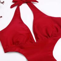 2023 sexy corte Trikini nuevo sólido Tre, escote en V profundo, espalda descubierta es un traje de baño Monokini para mujer Tre - details 3