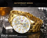 Reloj de lujo para hombre dorado, esfera grande y llamativa, luminoso, resistente al agua, de acero inoxidable, éxito de ventas en Oriente Medio para hombre de negocios. - details 4