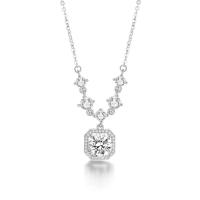 Collar de plata elegante, joyería de alta gama para mujer, piedra preciosa de zafiro cúbico - details 1