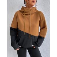 Sudaderas con capucha para mujer, ajuste, colores contrastantes, top cálido para mujer, sudaderas con capucha marrones sueltas para Haruku - details 1