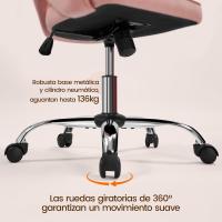 Oficina Terciopelo con Rudas Giratorias 360 °    con Función Inclinación Sillon Trabajo Altura Ajustable Tapizada Terciopelo Rosa - details 4