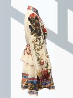 Vestido Bohemio de Estilo Étnico para Mujer Cuello Lanterna, Mangas de Farol, Patrón de Cuadros - details 3