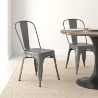 Paquete de 4 sillas de comedor de metal apilables con respaldo para bistró, cocina, interior y exterior, Negro, 51 x 43 x 85 cm - details 16