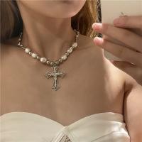 Collar con colgante de Cruz de Perlas Retro de Hip Hop Joyería Religiosa para Hombres y Mujeres - details 4
