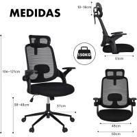 Silla de Oficina Giratoria con Ruedas Transpirable, Ajustable, Soporte Lumbar para Hogar y Oficina - details 2