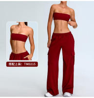 Otoño Invierno nuevo Yoga mujeres elástico de cintura alta pierna recta deportes Casual acampanado Cargo Fitness pantalones largos - details 17