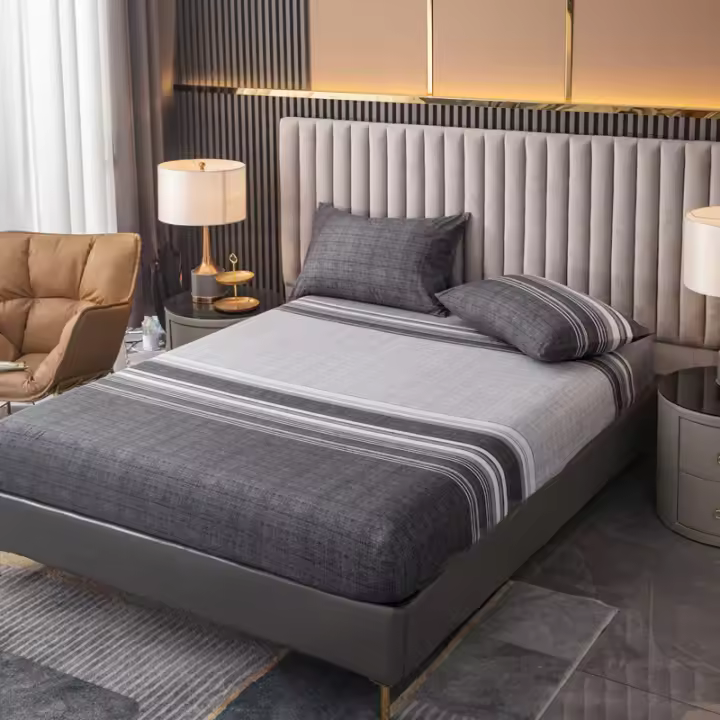 Juego de Ropa de Cama de Poliéster 100% Tamaño Rey Funda de Almohada de Ajuste 3pcs Diseño Impreso - 1