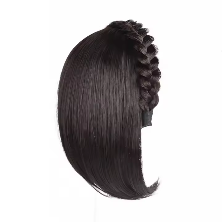 Peluca con diadema sintética con Clip para mujer, media peluca con diadema corta y recta, fibra resistente al calor, diadema de espina de pescado - 1
