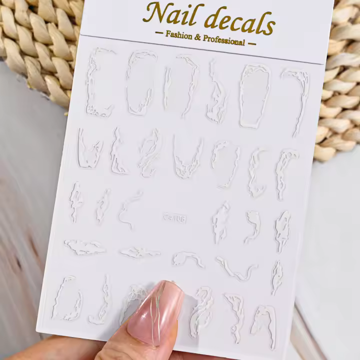Pegatinas de Uñas de Metal 3D Plateado Diseño de Líneas de Bronceado Dorado - 1