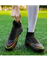 Zapatos de fútbol transpirables de tobillo alto para hombre, botas de fútbol de entrenamiento profesional al aire libre, antideslizantes, ligeras - details 15