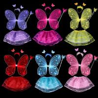 Faldas de tutú de hadas coloridas para niños, conjuntos de disfraces de princesa, diadema de varita, ropa de alas de mariposa - details 2