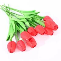 Flores artificiales de tulipanes para jardín, ramo de flores falsas para decoración de boda, fiesta, hogar, 10 piezas - details 10