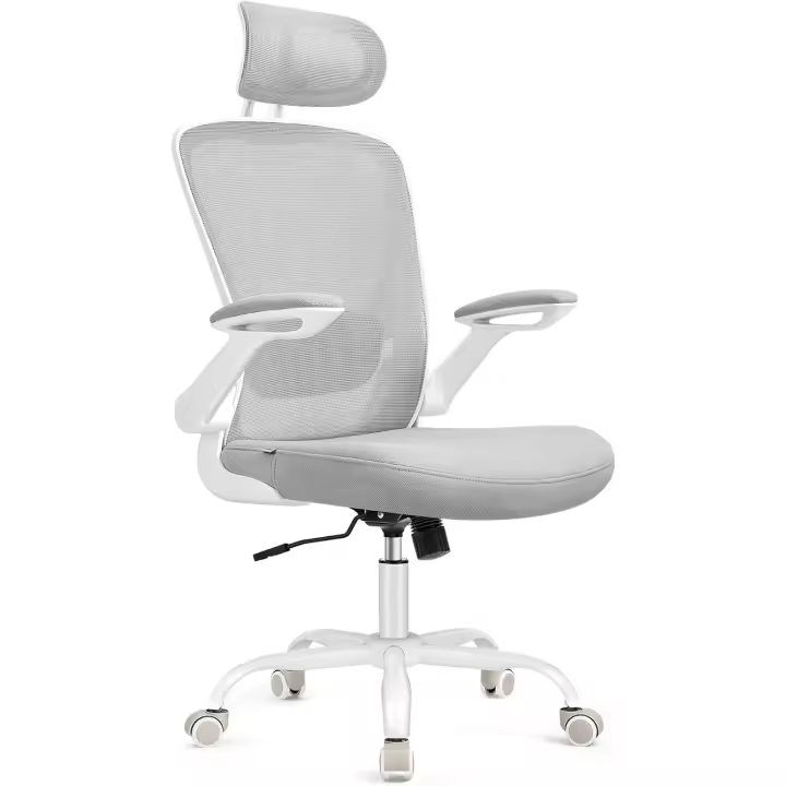 Silla de Oficina Ergonómica Silla Giratoria de Malla Soporte Lumbar Oscilante Asiento de 53cm - 1