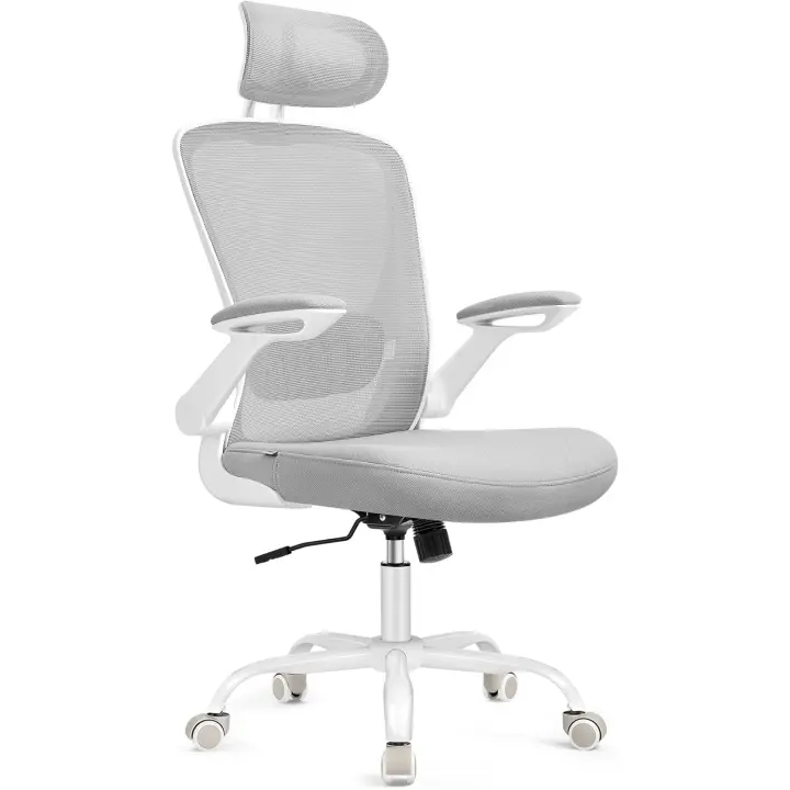 Silla de Oficina Ergonómica Silla Giratoria de Malla Soporte Lumbar Oscilante Asiento de 53cm - 1