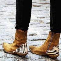 Nuevas botas cortas con cremallera lateral de tacón bajo grueso puntiagudo de gran tamaño - details 1