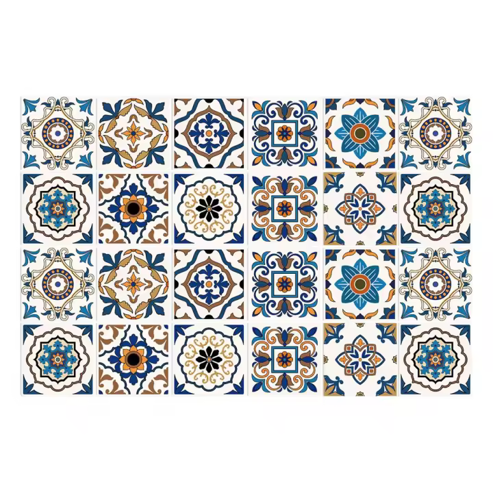 Pegatina autoadhesiva antiaceite para cocina, calcomanía de pared impermeable para armario de azulejos de cerámica de alta temperatura, 24 piezas - 1