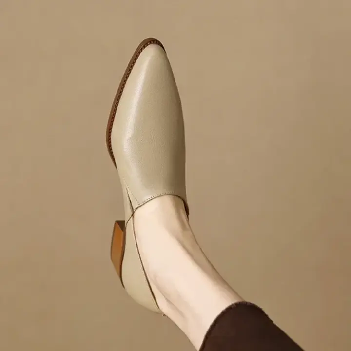 Zapatos de tacón alto para mujer, mocasines de punta redonda con cremallera, cómodos y minimalistas - 1