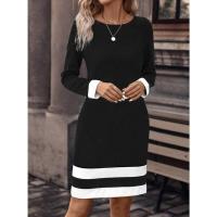 Nuevo suéter de punto con cuello de lunares Otoño Invierno con cintura y mangas largas para mujer, vestido cónico de manga larga. - details 4