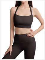 Chaleco deportivo de mujer con cuello halter y almohadillas para el pecho, sujetador de fitness sexy sin espalda, top de yoga portátil, top corto - details 18