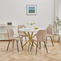 Mesa de Comedor Redonda con Tapa Moderna con Efecto Mármol, Mesa de Comedor de Cocina con Cuatro Patas de Metal, para Comedor, Sala de Estar,Blanco+GDL - details 4