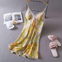 Daeyard - Lencería sexy de satén para mujer, ropa de dormir de seda con cuello en V, Babydoll Ence, vestido de noche - details 13