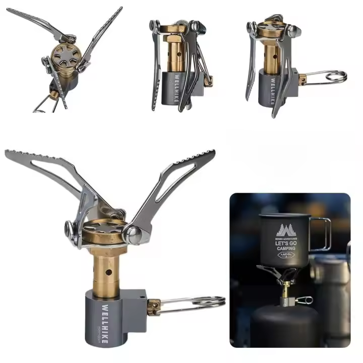 Mini estufa de camping plegable de 2000W, quemador de soporte ligero, mini estufa de gas para cocinar al aire libre - 1