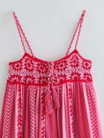 Vestido wy sin mangas de verano para mujer, vestidos de fiesta bohemios con estampado geométrico de ganchillo y borlas A-e para vacaciones, ropa de calle de playa - details 4