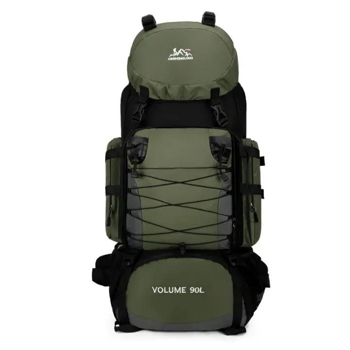 Senderismo al aire libre bolsa de montañismo para los hombres, 90L de gran capacidad, ligera, bolsa de lona, las mujeres bolsa de senderismo, impermeable, resistente al desgaste, antirrobo, deportes al aire libre, multicolor opcional - 1