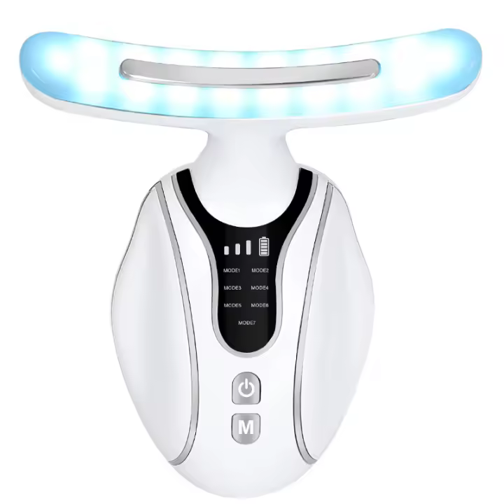 Terapia de luz LED Rejuvenecimiento facial eléctrico y levantamiento de cuello Instrumento masajeador facial Liman EMS 7 en 1 Caja de regalo Blanco Negro - 1
