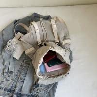 Mochila con cordón para exteriores de estilo coreano, mochila de nailon para viajes deportivos de Color sólido, bolso de hombro impermeable para senderismo de gran capacidad - details 2