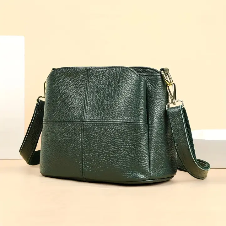 Bolso Cruzado de Cuero Genuino Bolso de Hombro de Piel de Vaca de Capa Superior - 1