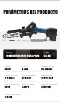 Motosierra Inalámbrica sin Escobillas SWANSOFT 6 Pulgadas Compacta para Cortar Madera, Podar Árboles y Jardín - details 2