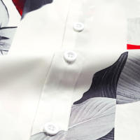 Camisa de botones de manga corta con estampado de lino y algodón - details 8
