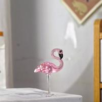 Figuras de flamencos de cristal de arte Hecho A Mano creativo, dibujos animados únicos, flamenco rosa simulado, escultura de Animal bonita para oficina - details 4