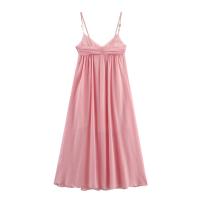 PB&ZA2025 vestido suelto sin espalda con escote en V y tirantes de dopamina de temperamento dulce falda larga nueva ropa de verano para mujer - details 2