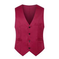 Chaleco Formal sin mangas con bolsillos, traje masculino de un solo pecho, chaleco informal para fiesta, Bar, vestido de banquete, chaleco de traje de Color sólido - details 17