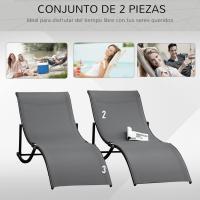 Plegables Tumbonas de Jardín con Marco de Aluminio en Forma de S Carga de 120 kg para Piscina Patio Terraza 165x61x63 cm Gris Oscuro - details 3