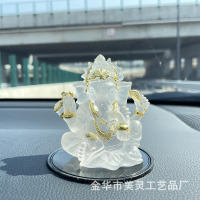 Adorno de cristal de agua de resina india, artesanías interiores para el hogar, estatua de Dios con trompa de elefante Ganesha - details 11