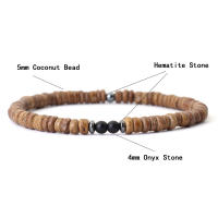 Pulsera de Coco Natural Estilo Vintage de Meditación de Madera Pulsera de Sanación de Hematita - details 3