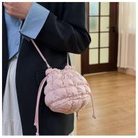 Dulce bolso de cubo con cordón de estilo coreano, bolso de rejilla, pequeño bolso cruzado, bolso para teléfono móvil, bolso de hombro de nailon de Color sólido, viaje - details 30