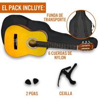 Pack de guitarra clásica española de tamaño 1/4 para niños XF de 3rd Avenue, Guitarra acústica con cuerdas de nylon, funda de transporte, cejilla y púas, Natural - details 28