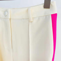 Conjunto de pantalón de oficina de dos piezas de talla grande con parches de color, blazer de un solo botón y pantalón acampanad - details 8
