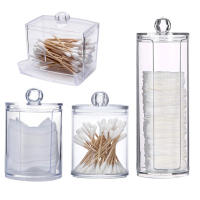 Tarro de maquillaje de algodón, organizador de cosméticos de viaje, contenedor de almacenamiento de joyería acrílico transparente redondo - details 0
