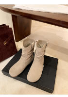 Interior aumento de altura retro heap botas mujer otoño invierno plisado western cowboy botas slim botines - details 1