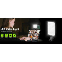 Video recargable 60 LED de alta potencia iPhone con clip frontal trasero 3 modos de luz estables para maquillaje y selfie - details 0