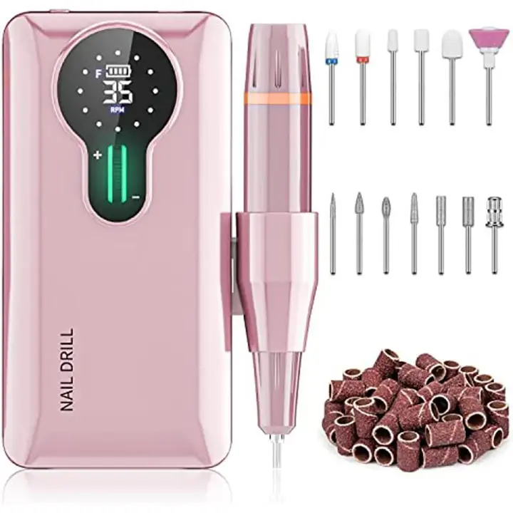 Torno para Uñas Profesional, 35000RPM, portátil Recargable, Pantalla LCD inalámbrica para Manicura y Pedicura, para Gel o acrílicas - 1