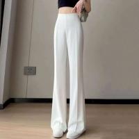 Pantalones de pierna ancha para mujer, pantalón negro de cintura alta de estilo coreano, pantalones de traje grises holgados a la moda para oficina, ropa de calle - details 6